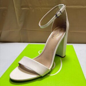 Sam Edelman Women's Yaro Ankle Strap Block Heel Sandals White Size 10.5 NEW